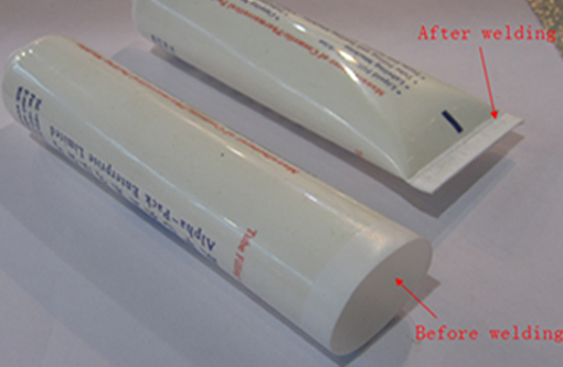 welding samples by ultrasonic tube sealer svetsprover med ultraljudsrörförseglaren.jpg