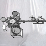 Små provrörsfyllningsmaskin med horisontell klistermärke